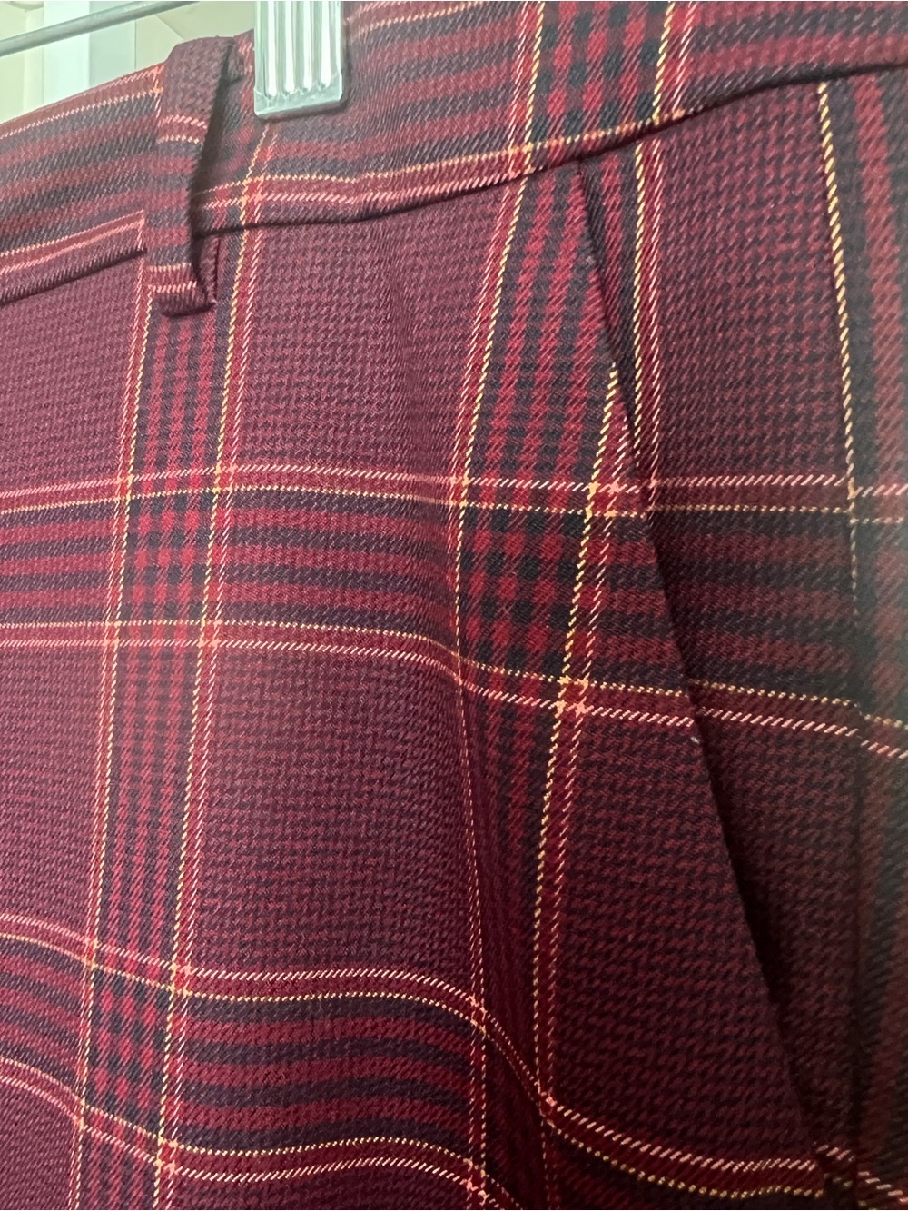 Tommy Hilfiger Plaid Preppy Hipster Pants Office School Holiday Burgundy SZ 10 - Picture 4 of 8